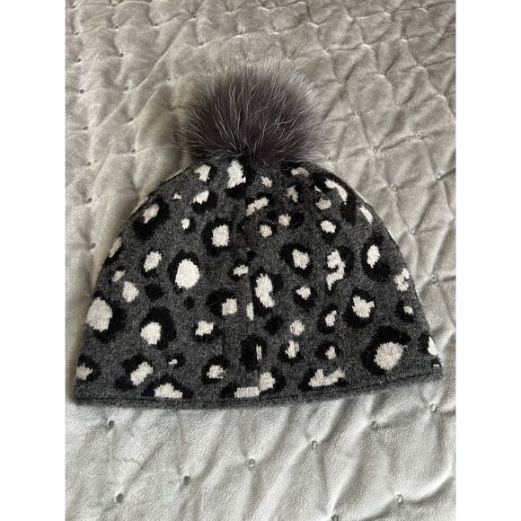 Mitchie\'s Wool Fur Pom Embellished Gray Beanie Hat One Size main image 8